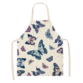 Kitchen apron with colorful butterfly prints and neck strap on a white background - Butterfly Floral 13 (WQ08-13)