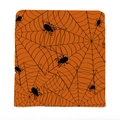 Halloween chair cover with orange fabric featuring black spider web and spider patterns - Ytm2-19 / 49*58cm