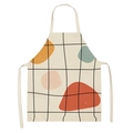 Minimalist geometric pattern neck apron with abstract color blocks on beige fabric - Modern Minimalist Geometric (WQ06-6)