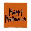 Happy Halloween orange chair cover with bold black lettering in cotton linen fabric - Orange Happy Halloween Art Text Style (YTM2-22)