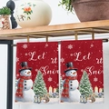 Dettaglio di due asciugamani da cucina natalizi rossi con pupazzo di neve e scritte - Motivo MJB01-20