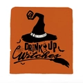 Halloween orange chair cover featuring Drink Up Witches text and witch hat graphics - Ytm2-25 / 49*58cm