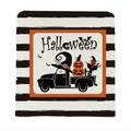 Halloween square pillowcase with orange truck and pumpkin design on black white stripes - Black White Striped Pumpkin Truck Style (YTM2-26)