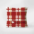 Valentijnsdag kussensloop met ruitpatroon en Love Lives Here hartprint - Rood En Wit Geruit Stijl (TQR78-3)