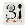 Halloween cotton linen chair cover featuring black cat and pumpkin October 31 design - Ytm2-31 / 49*58cm