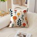 Detailed texture of American floral throw pillow on a white sofa in a cozy room - 45*45cm (No Insert) / Orange Yellow Red Abstract Floral (TQR76-32)