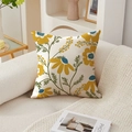 Detail of embossed cream fabric cushion cover with yellow floral pattern on a sofa - 45*45cm (No Insert) / Abstract Yellow Daisy Pattern (TQR76-28)
