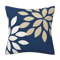 Fodera per cuscino blu navy moderna con motivo floreale astratto per divano del soggiorno - Stile Foglie Radiali (TQR81-1)