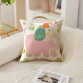 Detail shot of square throw pillow with textured 3D floral elephant pattern - 45*45cm (No Insert) / Cartoon Elephant Floral (TQR76-23)