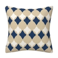 Detail of navy blue geometric diamond pattern and woven linen texture on sofa cushion cover - Diamond Geometric Style (TQR81-8)