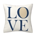 Federa per cuscino LOVE in lino testurizzato blu navy in stile minimalista per divano - Stile Lettere LOVE (TQR81-2)