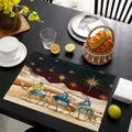 Heat-resistant rectangular placemat with a desert camel caravan print for Christmas dining - Camel Caravan (CD46-7)