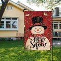 Christmas snowman garden flag with Let it Snow text and metal stake on green lawn - Snowman Let It Snow Style (HYQ63-1)