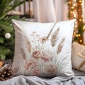 Detailansicht eines Kissenbezugs mit floralem Muster aus rosa Blumen und Schilf - Rosa Blumen Und Schilf Pastoralen Stil (TQDS68-4)
