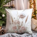 Close-up of floral pillow cover with hand-painted roses and soft reed patterns - Hand-painted Rose And Dahlia Style (TQDS68-5)