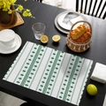 Christmas table mat with green snowflake pattern on white rectangular fabric placemat - Green Snowflake (CD46-9)