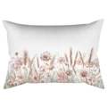 Minimalist white rectangular pillow cover with soft pink floral watercolor pattern - Forest Floral And Beige Reed Style (TQDS68-6)