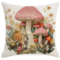 3D mushroom and daisy floral embroidery print cushion cover for home sofa decor - Fresh Pastoral Mushroom Style 10 (TQYM75-10) / 45x45CM Single Sided Linen