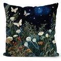 Quadratischer Kissenbezug mit Schmetterlingen und floralem Sternenhimmel-Wald-Druck - 45*45cm (Kein Inlett) / Sternenhimmel Schmetterling Stil (TQDS67-1)