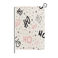 Pink and black HO Christmas garden flag on metal hanger with beige linen texture - Artistic HO Style (HYQ40-15)