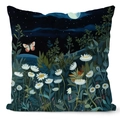 Quadratischer Kissenbezug mit Sternennacht-Wald und Schmetterling-Kunstdruck - 45*45cm (Kein Inlett) / Mondscheingarten Stil (TQDS67-3)