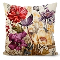 Vintage floral throw pillow cover with botanical patterns and butterflies for home decor - 45*45cm (No Insert) / Vintage Red Purple Illustration (TQDR65-2)