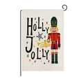 Holly Jolly Christmas nutcracker garden flag with linen texture for holiday decoration - Hyq41-1