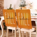 Set van twee oranje herfststoelhoezen met FALL-print voor de decoratie van eetkamers - Herfst Welkom Oranje Stijl (YT08-1)