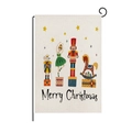 Christmas garden flag with nutcracker illustration and black metal stand for yard decor - Nutcracker Merry Christmas (HYQ41-2)