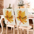 Housses de chaise de Thanksgiving avec motif érable et texte script blessed - Style Aquarelle Érable Beige (YT08-3) / 1 Pièce (49x58cm)