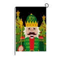 Nutcracker Christmas garden flag featuring JOY text on a durable linen fabric background - Nutcracker With Scepter (HYQ41-3)