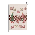 Pink Christmas garden flag with retro musical tree on vintage burlap background - Rock Band Illustration Style (HYQ40-31)