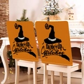 Fundas de silla Halloween naranja de arpillera con estampado Drink Up Witches para comedor - Estilo Sombrero de Bruja Drink Up (YT56-4)