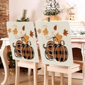Lot de 2 housses de chaise d'automne avec motifs citrouille à carreaux et feuilles d'érable - Style Citrouille Plaid Orange Noir (YT08-5) / 1 Pièce (49x58cm)