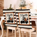 Halloween chair cover with black white stripes and vintage pumpkin truck print - Halloween Stripe Truck Style (YT56-6) / 1 Piece/Pack (49x58cm)