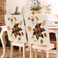 Lot de 2 housses de chaise à motif feuille d'érable en faux lin pour décoration d'automne - Style Érable Plaid Noir Brun (YT08-8) / 1 Pièce (49x58cm)