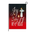 Christmas garden flag with angel and cross design, including black metal hanger - Hyq41-12