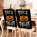 Set of 2 Halloween Trick or Treat chair covers with orange pumpkin on black fabric - Trick or Treat Black Contrast Style (YT56-8) / 1 Piece/Pack (49x58cm)