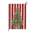 Christmas garden flag featuring a decorated tree with red and white striped background - Striped Christmas Tree (HYQ41-16)