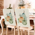 Lot de 2 housses de chaise en toile de jute avec citrouilles pour déco d'automne - Style Vigne Citrouille Aquarelle (YT08-11) / 1 Pièce (49x58cm)