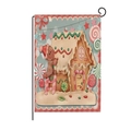 Christmas garden flag with gingerbread house and candy design on black metal stand - Gingerbread Man On Ladder (HYQ41-23)