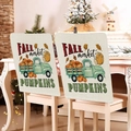 Lot de 2 housses de chaise avec motif citrouille d'automne et texte FALL Market - Style Camion Bleu Vintage Citrouille (YT08-12) / 1 Pièce (49x58cm)
