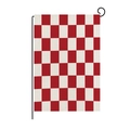 Christmas garden flag with red checkerboard pattern and black metal bracket stand - Red White Checkerboard (HYQ41-26)
