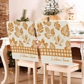 Housses de chaise motif feuilles d'automne et carreaux jaunes sur tissu ivoire - Style Plaid Jaune Érable Beige (YT08-13) / 1 Pièce (49x58cm)