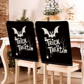 Halloween chair cover with black Trick or Treat pumpkin pattern for dining decor - Trick or Treat Black Art Style (YT56-17) / 1 Piece/Pack (49x58cm)