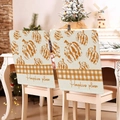 Set van 2 herfststoelhoezen met pompoenprint en de tekst Pumpkins please - Beige Pompoenen Alstublieft Stijl (YT08-16)