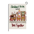 Christmas garden flag featuring a gingerbread train design made of linen texture - Cartoon Gingerbread Train (HYQ41-32)