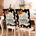 Lot de 2 housses de chaise d'automne avec motif citrouille et pois pour la décoration - Style Citrouille Pois Noir Blanc (YT08-23) / 1 Pièce (49x58cm)