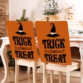Halloween orange chair covers with black witch hat and Trick or Treat print set of two - Orange Witch Hat Art Style (YT56-31) / 1 Piece/Pack (49x58cm)