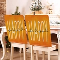 Lot de 2 housses de chaise orange Happy Fall Y'all en tissu de lin texturé - Style Joyeux Jaune Orange (YT08-31) / 1 Pièce (49x58cm)